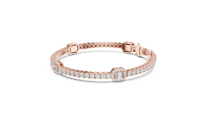 5.28CTW Yellow Gold Emerald Cut Diamond Halo Tennis Bracelet