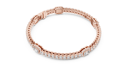 5.28CTW Yellow Gold Emerald Cut Diamond Halo Tennis Bracelet