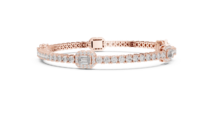 5.28CTW Yellow Gold Emerald Cut Diamond Halo Tennis Bracelet