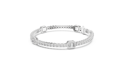 5.28CTW Yellow Gold Emerald Cut Diamond Halo Tennis Bracelet