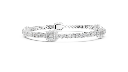 5.28CTW Yellow Gold Emerald Cut Diamond Halo Tennis Bracelet