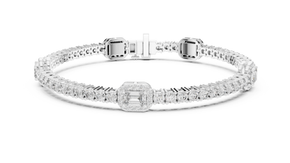 5.28CTW Yellow Gold Emerald Cut Diamond Halo Tennis Bracelet