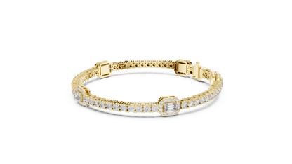 5.28CTW Yellow Gold Emerald Cut Diamond Halo Tennis Bracelet