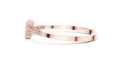 0.51CTW Solid Gold Bypass Bangle Bracelet | Round Cut Diamond Cluster Open Cuff