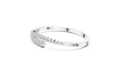 0.51CTW Solid Gold Bypass Bangle Bracelet | Round Cut Diamond Cluster Open Cuff