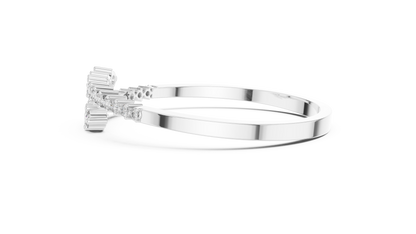 0.51CTW Solid Gold Bypass Bangle Bracelet | Round Cut Diamond Cluster Open Cuff
