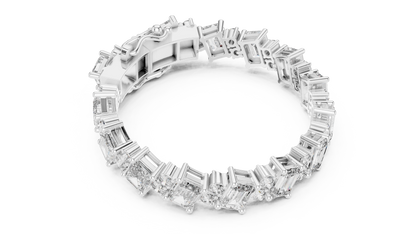 27.44CTW Diagonal Emerald & Round Diamond Bracelet | Solid Gold