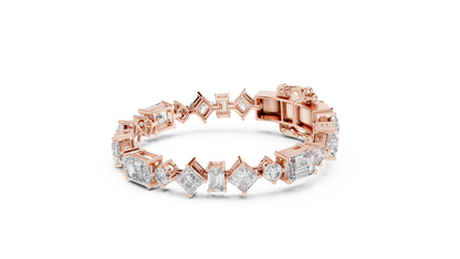 20.07CTW Multi-Shape Mixed Diamond Tennis Bracelet | Yellow Gold