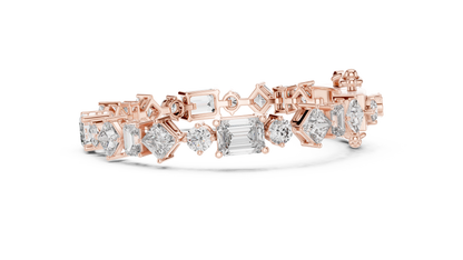 20.07CTW Multi-Shape Mixed Diamond Tennis Bracelet | Yellow Gold