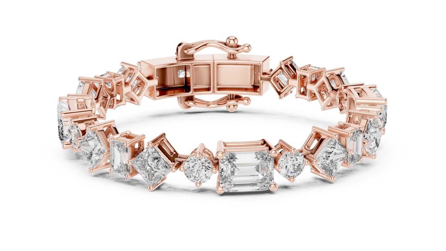 20.07CTW Multi-Shape Mixed Diamond Tennis Bracelet | Yellow Gold