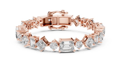 20.07CTW Multi-Shape Mixed Diamond Tennis Bracelet | Yellow Gold