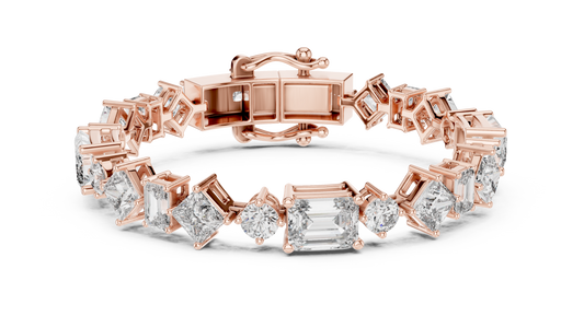 20.07CTW Multi-Shape Mixed Diamond Tennis Bracelet | Yellow Gold