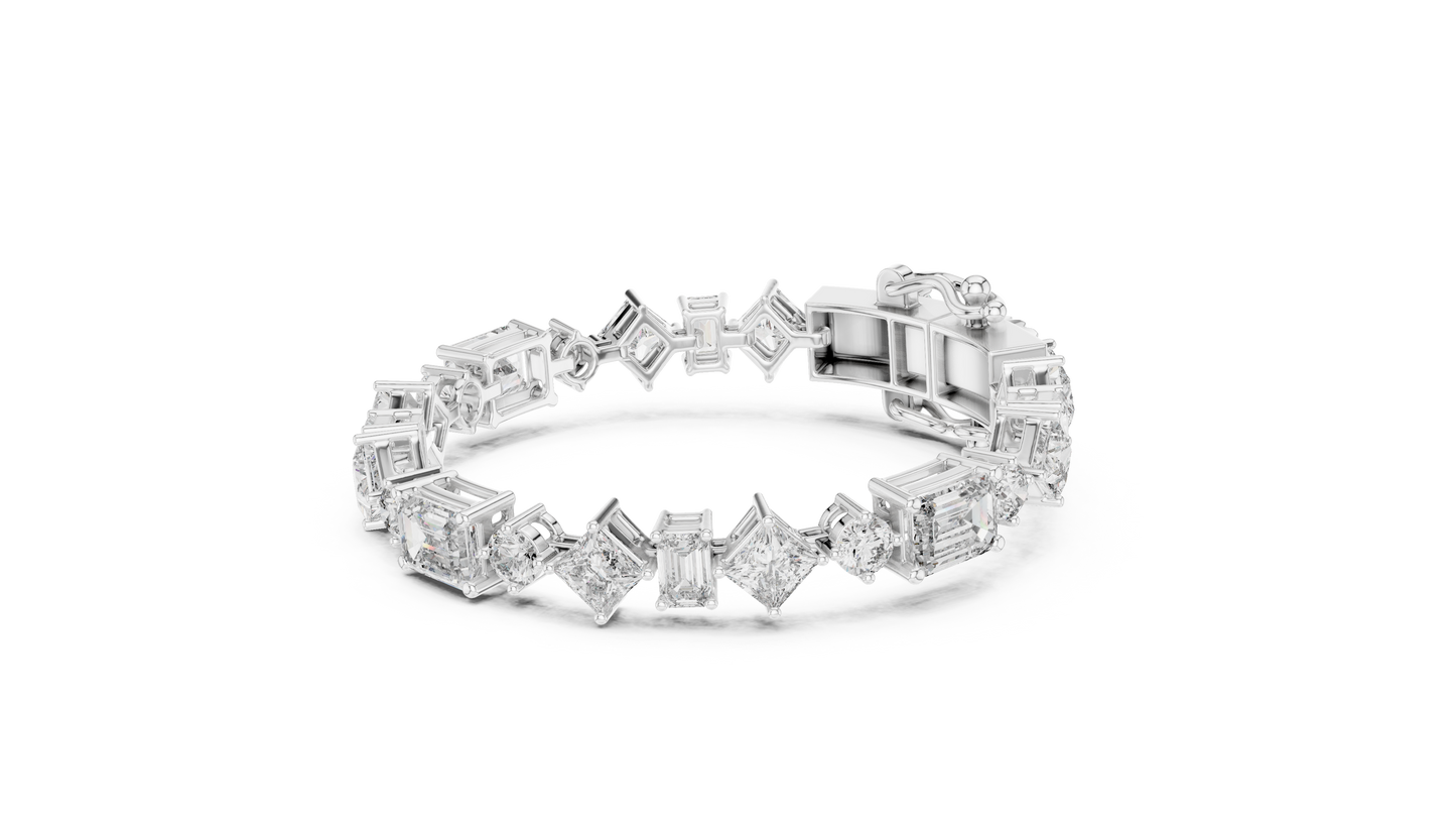 20.07CTW Multi-Shape Mixed Diamond Tennis Bracelet | Yellow Gold