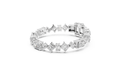 20.07CTW Multi-Shape Mixed Diamond Tennis Bracelet | Yellow Gold