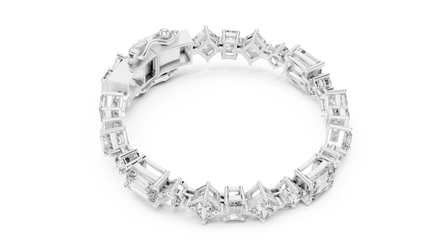 20.07CTW Multi-Shape Mixed Diamond Tennis Bracelet | Yellow Gold