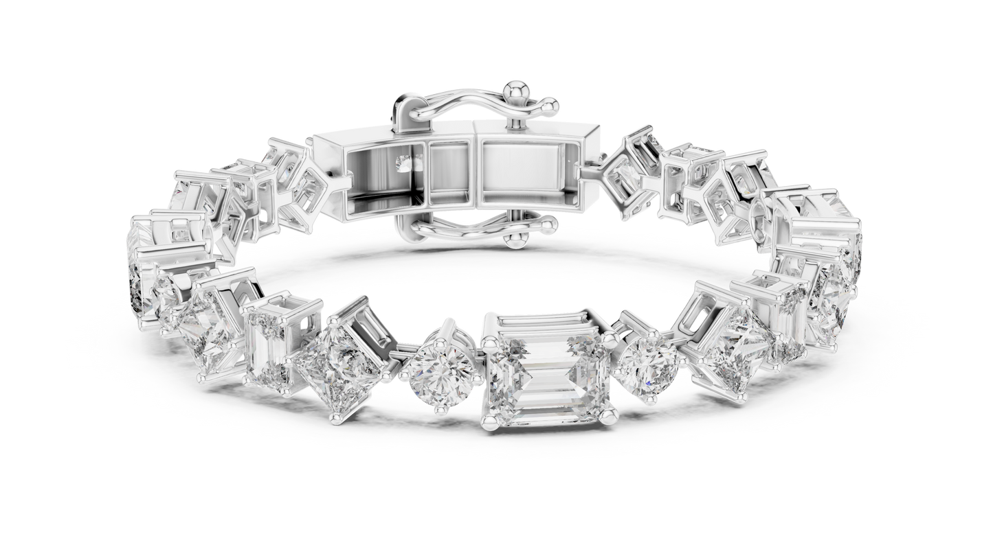 20.07CTW Multi-Shape Mixed Diamond Tennis Bracelet | Yellow Gold