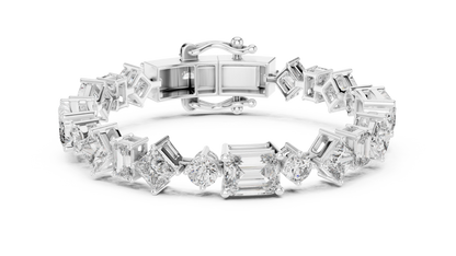 20.07CTW Multi-Shape Mixed Diamond Tennis Bracelet | Yellow Gold
