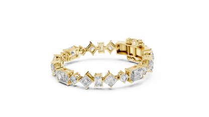 20.07CTW Multi-Shape Mixed Diamond Tennis Bracelet | Yellow Gold