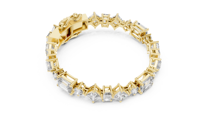 20.07CTW Multi-Shape Mixed Diamond Tennis Bracelet | Yellow Gold