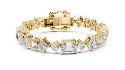 20.07CTW Multi-Shape Mixed Diamond Tennis Bracelet | Yellow Gold
