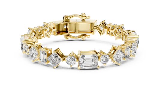 20.07CTW Multi-Shape Mixed Diamond Tennis Bracelet | Yellow Gold