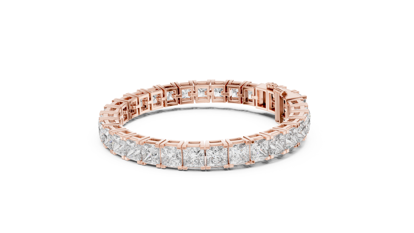 24.28CTW Princess Cut Diamond Box Link Bracelet in Yellow Gold