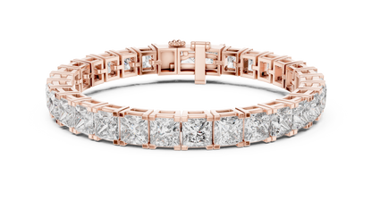 24.28CTW Princess Cut Diamond Box Link Bracelet in Yellow Gold