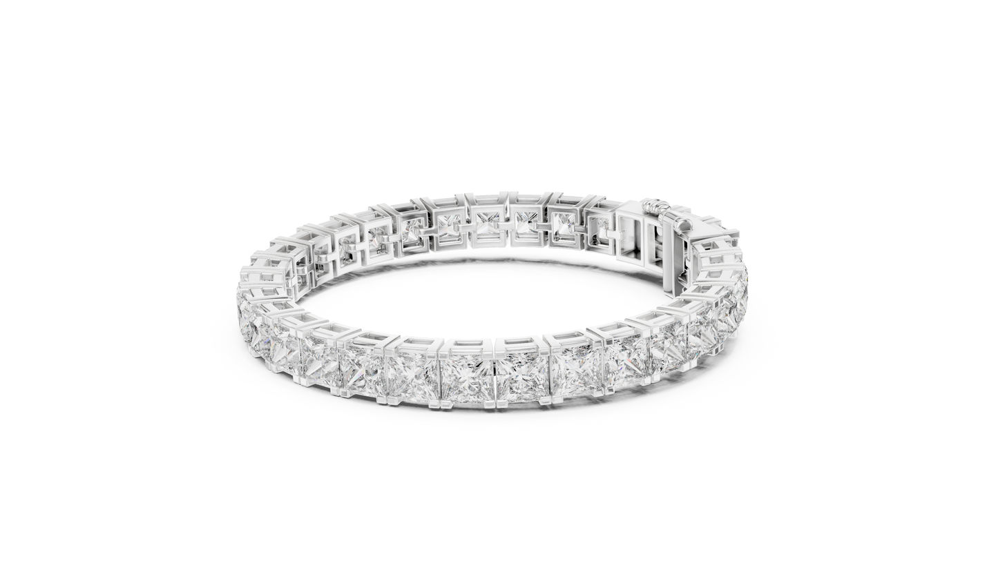 24.28CTW Princess Cut Diamond Box Link Bracelet in Yellow Gold