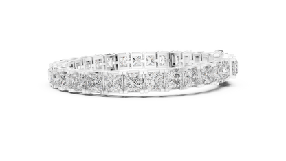 24.28CTW Princess Cut Diamond Box Link Bracelet in Yellow Gold