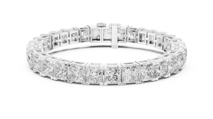 24.28CTW Princess Cut Diamond Box Link Bracelet in Yellow Gold