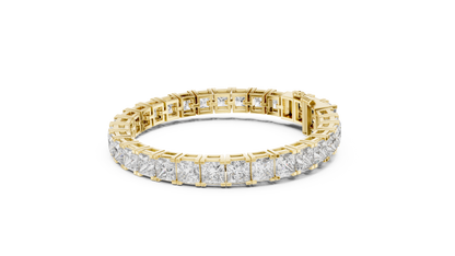 24.28CTW Princess Cut Diamond Box Link Bracelet in Yellow Gold