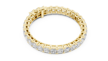 24.28CTW Princess Cut Diamond Box Link Bracelet in Yellow Gold
