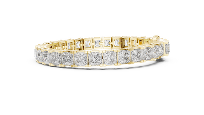 24.28CTW Princess Cut Diamond Box Link Bracelet in Yellow Gold