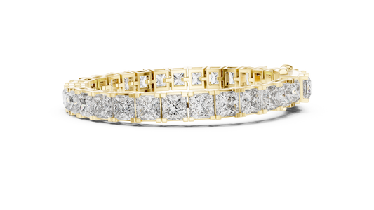 24.28CTW Princess Cut Diamond Box Link Bracelet in Yellow Gold