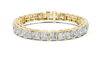 24.28CTW Princess Cut Diamond Box Link Bracelet in Yellow Gold
