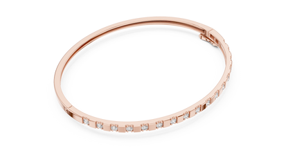 0.51CTW Yellow Gold Diamond Bar Bangle Bracelet | Stackable Diamond Station Luxury