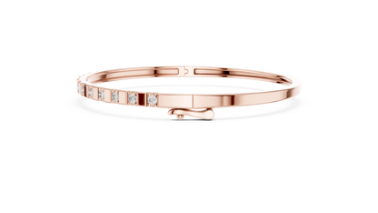 0.51CTW Yellow Gold Diamond Bar Bangle Bracelet | Stackable Diamond Station Luxury