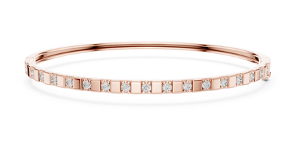 0.51CTW Yellow Gold Diamond Bar Bangle Bracelet | Stackable Diamond Station Luxury