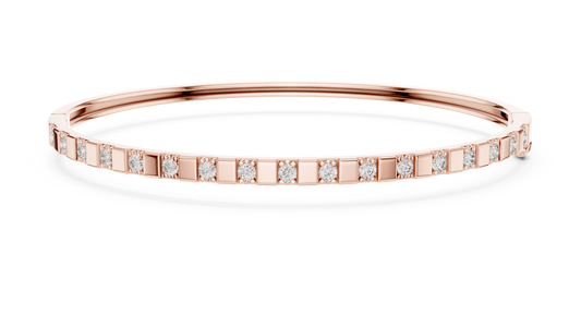 0.51 Carat Yellow Gold Diamond Bar Bangle Bracelet | Stackable Diamond Station Luxury