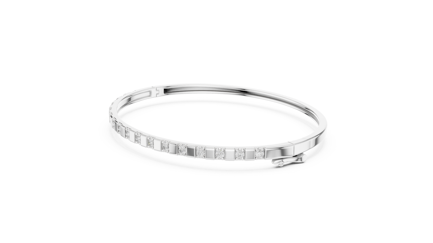 0.51CTW Yellow Gold Diamond Bar Bangle Bracelet | Stackable Diamond Station Luxury