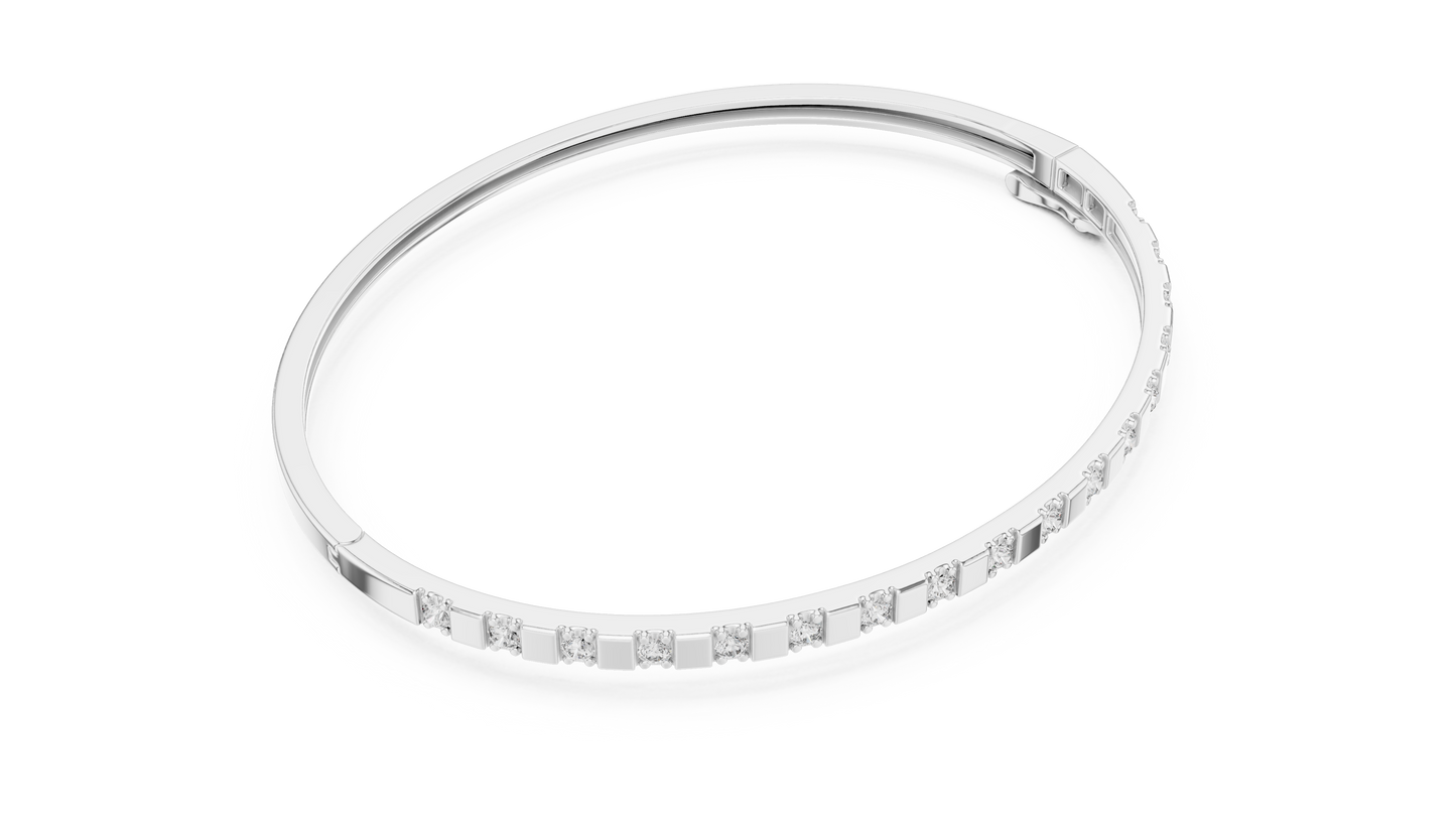 0.51CTW Yellow Gold Diamond Bar Bangle Bracelet | Stackable Diamond Station Luxury