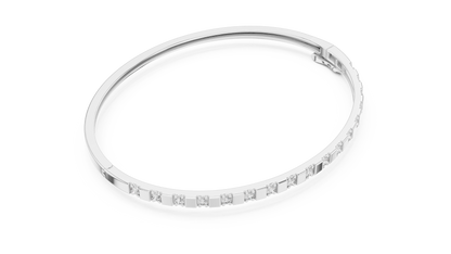 0.51CTW Yellow Gold Diamond Bar Bangle Bracelet | Stackable Diamond Station Luxury