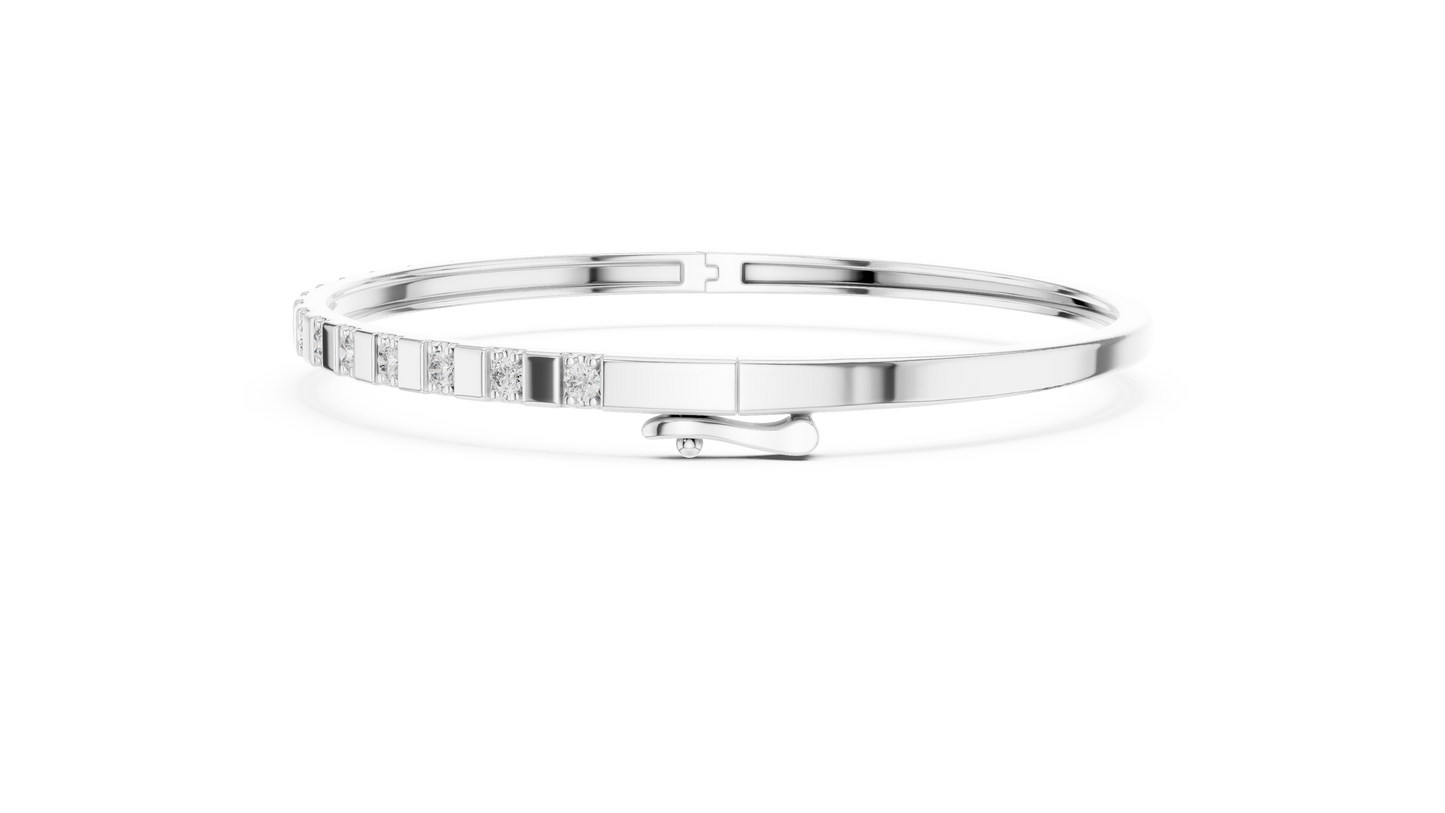 0.51CTW Yellow Gold Diamond Bar Bangle Bracelet | Stackable Diamond Station Luxury