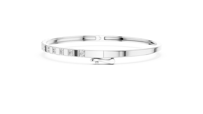 0.51CTW Yellow Gold Diamond Bar Bangle Bracelet | Stackable Diamond Station Luxury