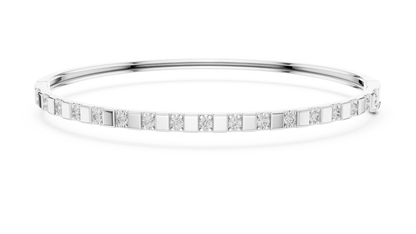 0.51CTW Yellow Gold Diamond Bar Bangle Bracelet | Stackable Diamond Station Luxury