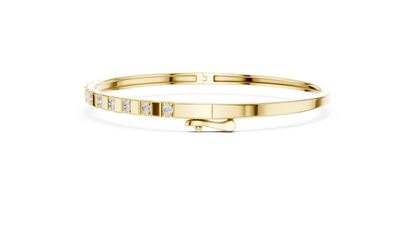 0.51CTW Yellow Gold Diamond Bar Bangle Bracelet | Stackable Diamond Station Luxury