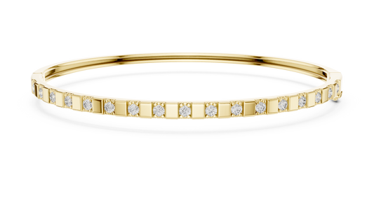 0.51 Carat Yellow Gold Diamond Bar Bangle Bracelet | Stackable Diamond Station Luxury