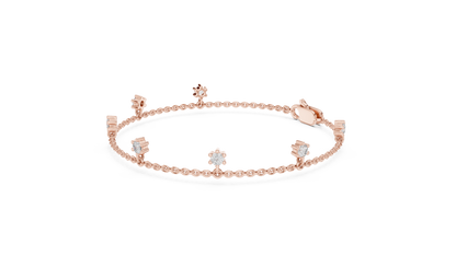0.77ctw Round Diamond Dangle Charm Bracelet in Yellow Gold