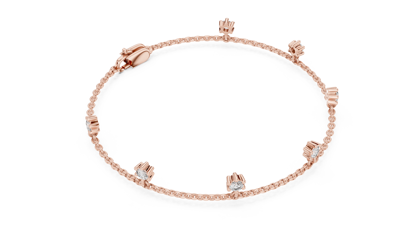 0.77ctw Round Diamond Dangle Charm Bracelet in Yellow Gold