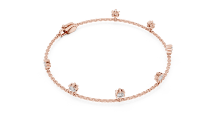 0.77ctw Round Diamond Dangle Charm Bracelet in Yellow Gold